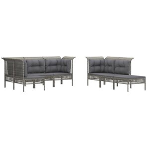Salon de jardin meuble d'extérieur ensemble de mobilier 10 pièces avec coussins gris résine tressée 02_0015055