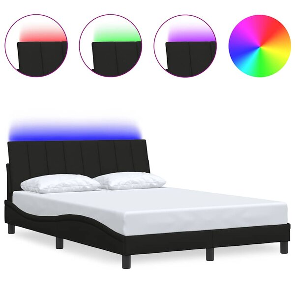 vidaXL Cadre de lit sans matelas noir 140x190 cm tissu