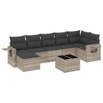 vidaXL Salon de jardin 8 Pièces avec coussins gris clair résine tressée