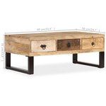 vidaXL Table basse avec 3 tiroirs Bois de manguier massif 90x50x35 cm