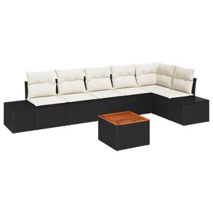 vidaXL Ensemble de canapé de jardin 7 Pièces Noir  blanc
