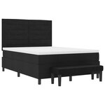 vidaXL Lit avec sommier à ressorts avec matelas et banc noir 140x200 cm en tissu
