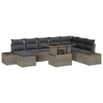 vidaXL Ensemble de canapé de jardin 9 Pièces Gris Poly rotin