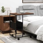 vidaXL Table d'appoint avec roues noir 55x36x63 5 cm bois d'ingénierie
