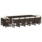 vidaXL Ensemble à manger de jardin avec coussins 15 Pièces marron rotin