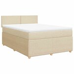 vidaXL Sommier à lattes de lit avec matelas Crème 140x200 cm Tissu
