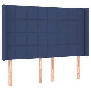 vidaXL Tête de lit avec oreilles Bleu 147x16x118/128 cm Tissu