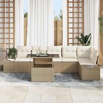 vidaXL Ensemble de canapé de jardin 7 Pièces Beige Poly rotin