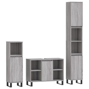 vidaXL Ensemble de meubles de salle de bain 3 Pièces Sonoma gris