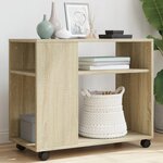 vidaXL Table d'appoint avec roues Chêne sonoma bois d'ingénierie