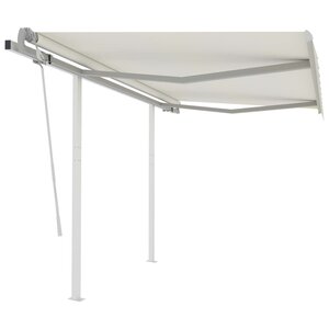 vidaXL Auvent manuel rétractable avec poteaux 3 5x2 5 m Crème