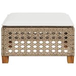 vidaXL Tabouret de jardin et coussin beige 63 5x56x32cm résine tressée