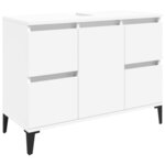 vidaXL Ensemble de meubles salle de bain 3 Pièces blanc bois d'ingénierie