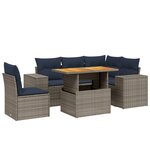 vidaXL Salon de jardin 6 Pièces avec coussins gris résine tressée