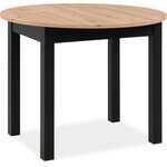 Table à manger extensible ronde - chêne artisan et noir - 100-140 x 76 x 100 cm