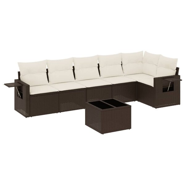 vidaXL Salon de jardin avec coussins 7 Pièces marron résine tressée
