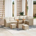 vidaXL Ensemble de canapé de jardin avec coussin 9 Pièces beige et crème