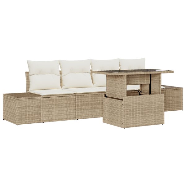 vidaXL Ensemble de canapé de jardin 5 pièces beige avec coussins