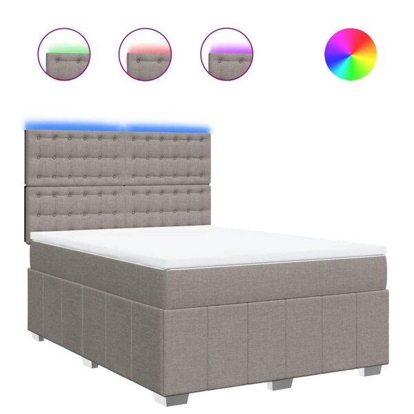 vidaXL Sommier à lattes de lit avec matelas Taupe 140x200 cm Tissu