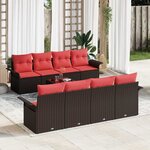 vidaXL Ensemble de canapé de jardin 9 Pièces Beige et Rouge polyrotin