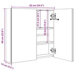 vidaXL Armoire de salle de bain à miroir LED noir brillant 62x14x60 cm