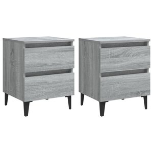 vidaXL Tables de chevet pieds en métal 2 Pièces Sonoma gris 40x35x50 cm
