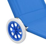 vidaXL Chaise longue pliable avec auvent et roues Acier Bleu