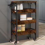 vidaXL Chariot de cuisine chêne fumé 53x20x76 cm bois d'ingénierie