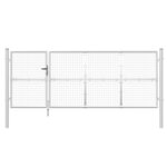 vidaXL Portal de jardin maille argenté 350x175 cm acier galvanisé
