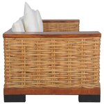 vidaXL Canapé à 3 places avec coussins Marron Rotin naturel