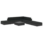 vidaXL Salon de jardin 8 Pièces avec coussins résine tressée noir