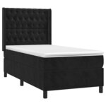 vidaXL Sommier à lattes de lit matelas et LED Noir 90x190 cm Velours
