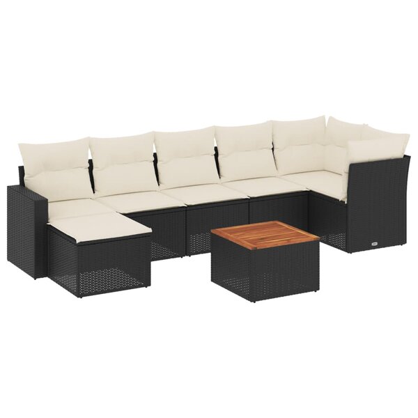 vidaXL Salon de jardin 8 Pièces avec coussins noir résine tressée