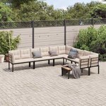 vidaXL Salon de jardin avec coussins 6 Pièces noir acier enduit de poudre