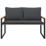 vidaXL banc avec coussin Gris et Gris foncé 115 x 65 x 72 cm Rotin