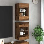 vidaXL Meubles muraux avec lumières LED pour TV 2 Pièces vieux bois 40x30x60 5cm