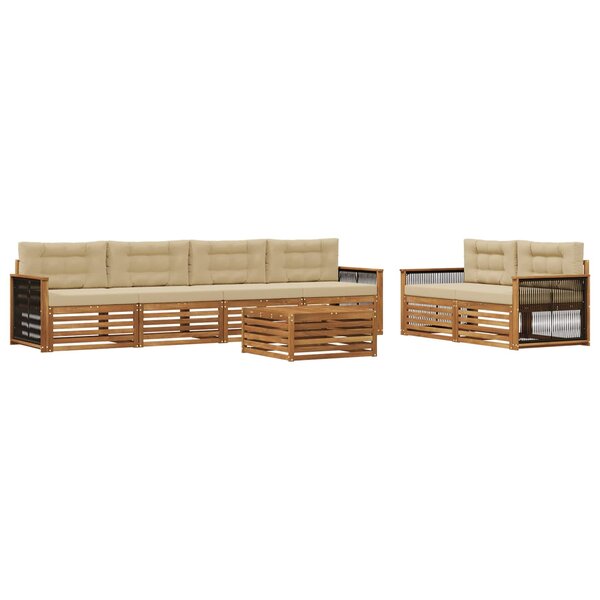 vidaXL Ensemble de canapés d'extérieur 7 Pièces Naturel et Beige