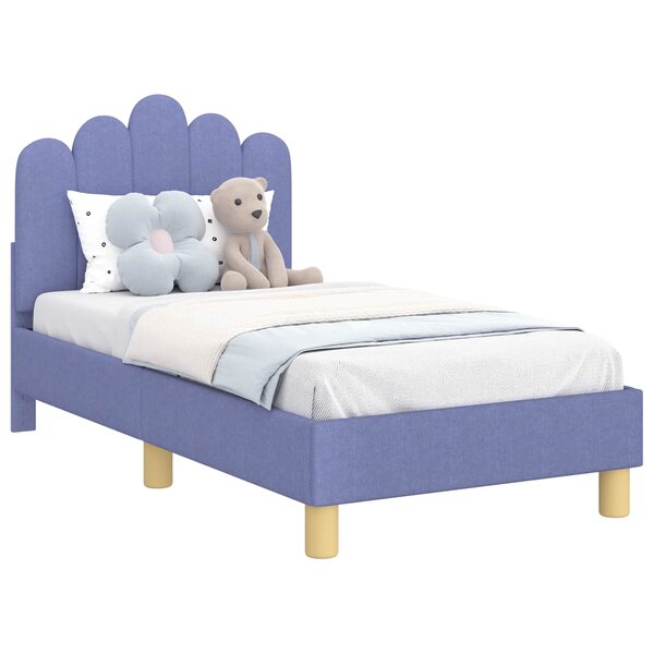 vidaXL Cadre de lit pour tout-petit avec tête de lit Bleu denim Tissu