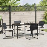 vidaXL Ensemble de Dîner de Jardin 5 Pièces avec Coussins Noir Rotin Poly