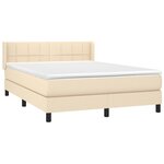 vidaXL Sommier à lattes de lit avec matelas Crème 140x190 cm Tissu