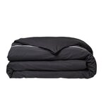 Parure de lit - 220 x 240 cm - 100  Percale Finition dentelle - Fusain