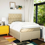 vidaXL Sommier à lattes de lit avec matelas Crème 120x200 cm Tissu
