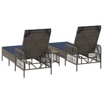 vidaXL Chaise longue Ensemble de 3 Gris et bleu marine Rotin PE  métal