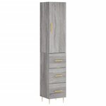 vidaXL Buffet haut Sonoma gris 34 5x34x180 cm Bois d'ingénierie
