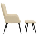vidaXL Chaise de relaxation avec tabouret Crème Tissu