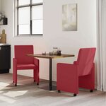 vidaXL Chaises de Salle à Manger avec Roues 2 Pièces Rouge bordeaux