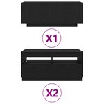 vidaXL Meuble TV 3 Pièces Noir 260 x 35 x 40 cm Bois d'ingénierie
