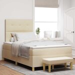 vidaXL Lit à ressorts avec tête de lit Crème 200 x 120 cm tissu
