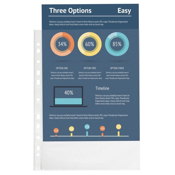 Sachet De 50 Pochettes Perforées Polypropylène Grainé 38 Microns - A4 - Cristal Translucide - X 20 - Exacompta