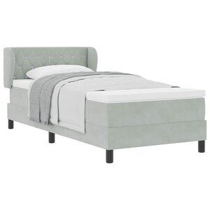 vidaXL Lit à ressorts avec matelas Gris clair 90 x 200 cm Velours